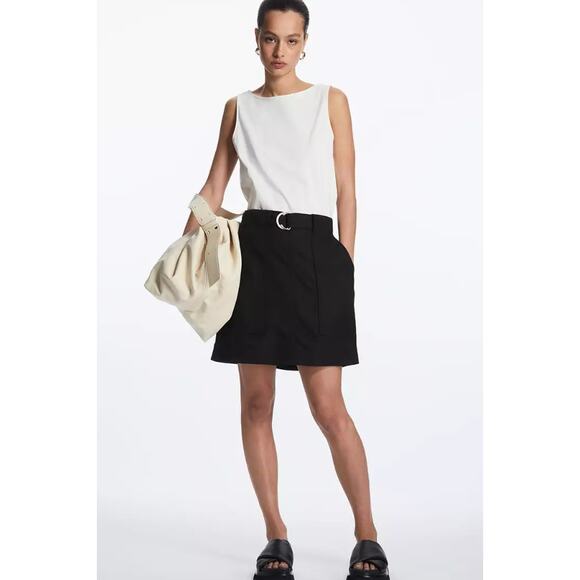 COS Black Belted A-Line Mini Skirt - Picture 1 of 9